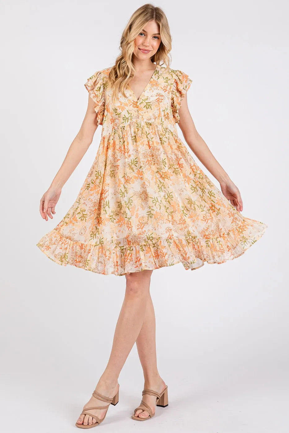 Élise - Robe mini chiffon fleurie