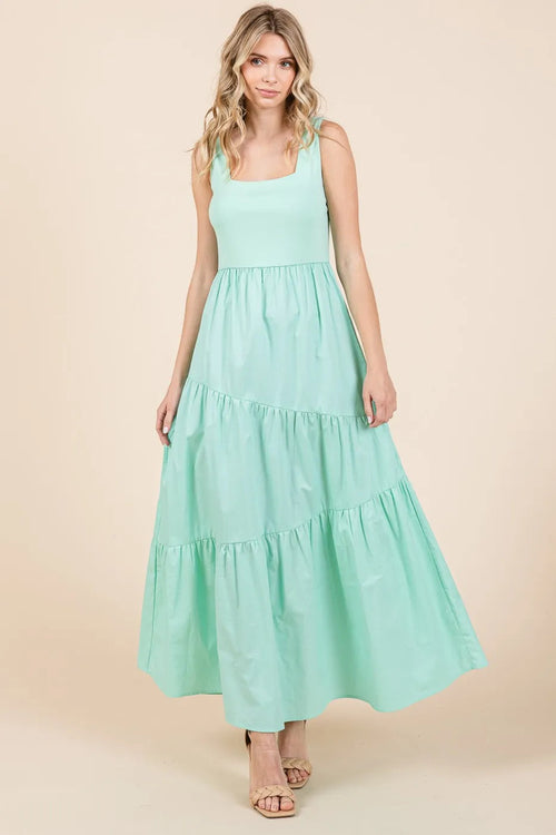 Melena - Robe maxi col carré en maille mixte