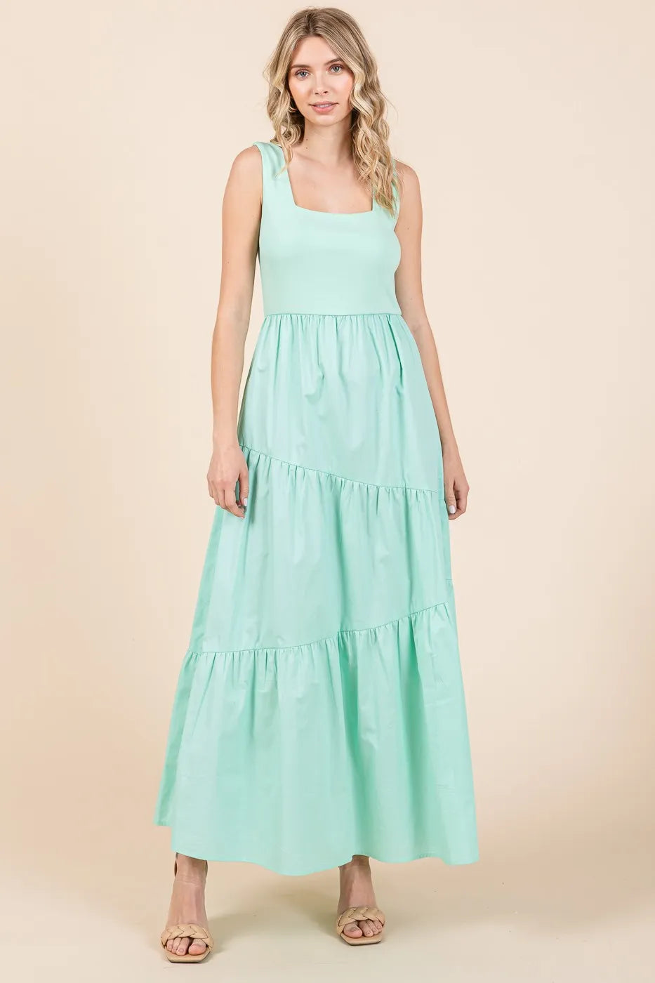 Melena - Robe maxi col carré en maille mixte
