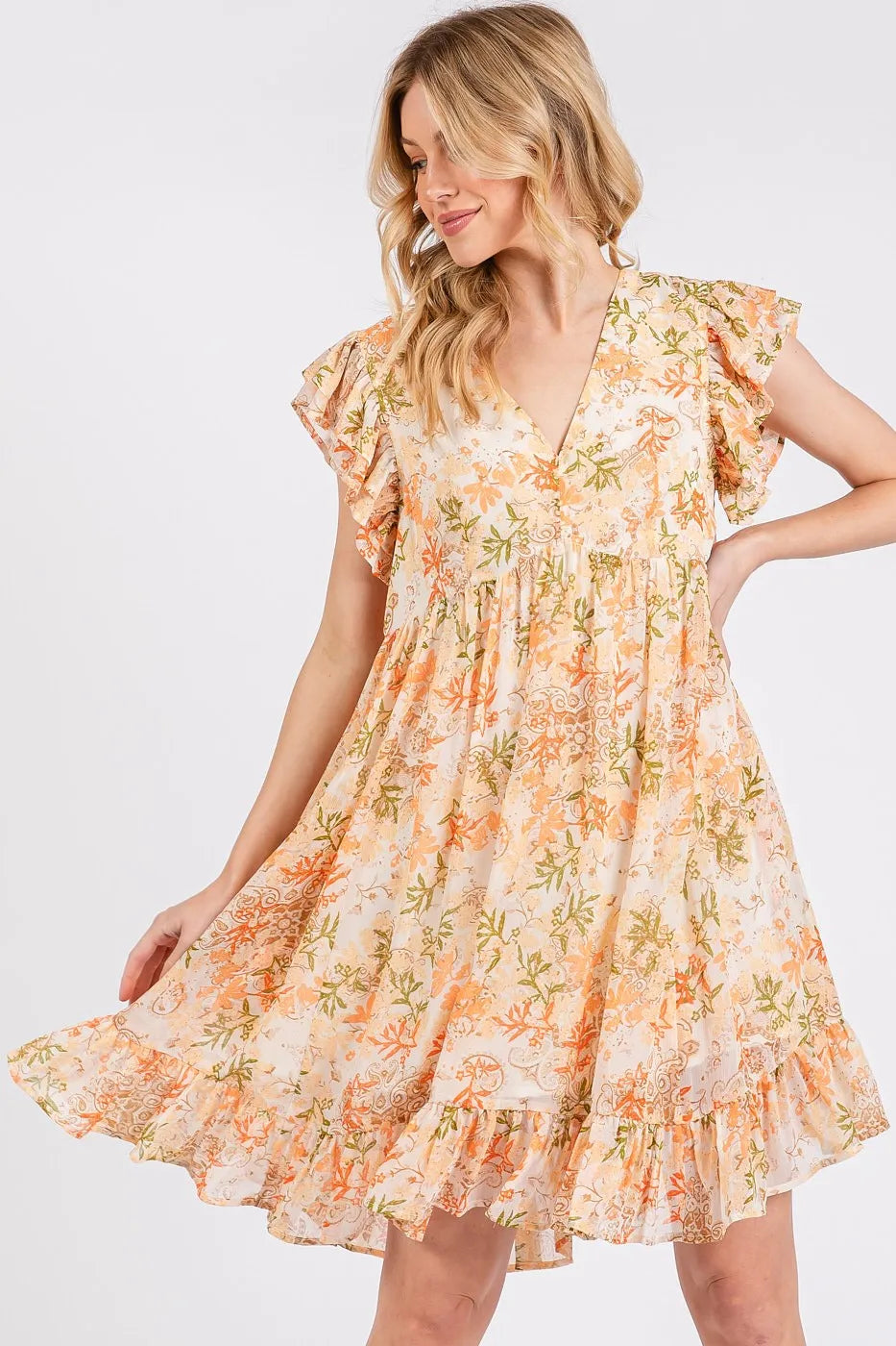 Élise - Robe mini chiffon fleurie