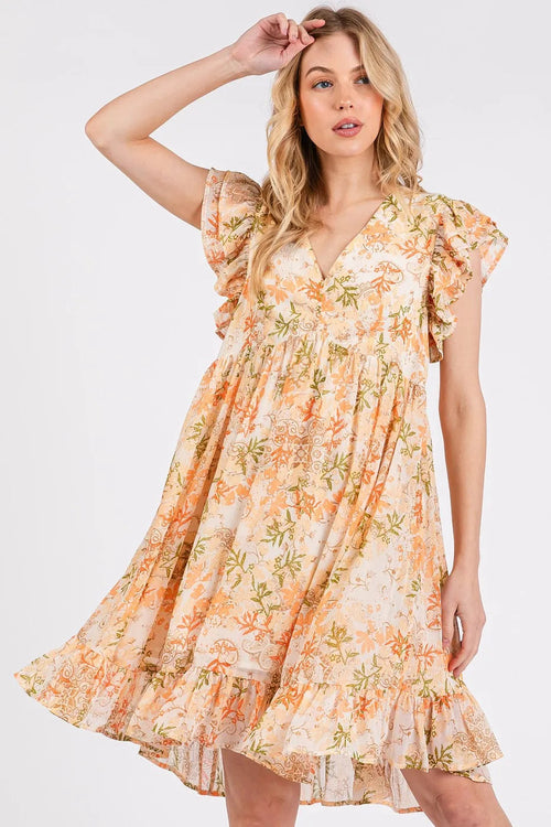 Élise - Robe mini chiffon fleurie